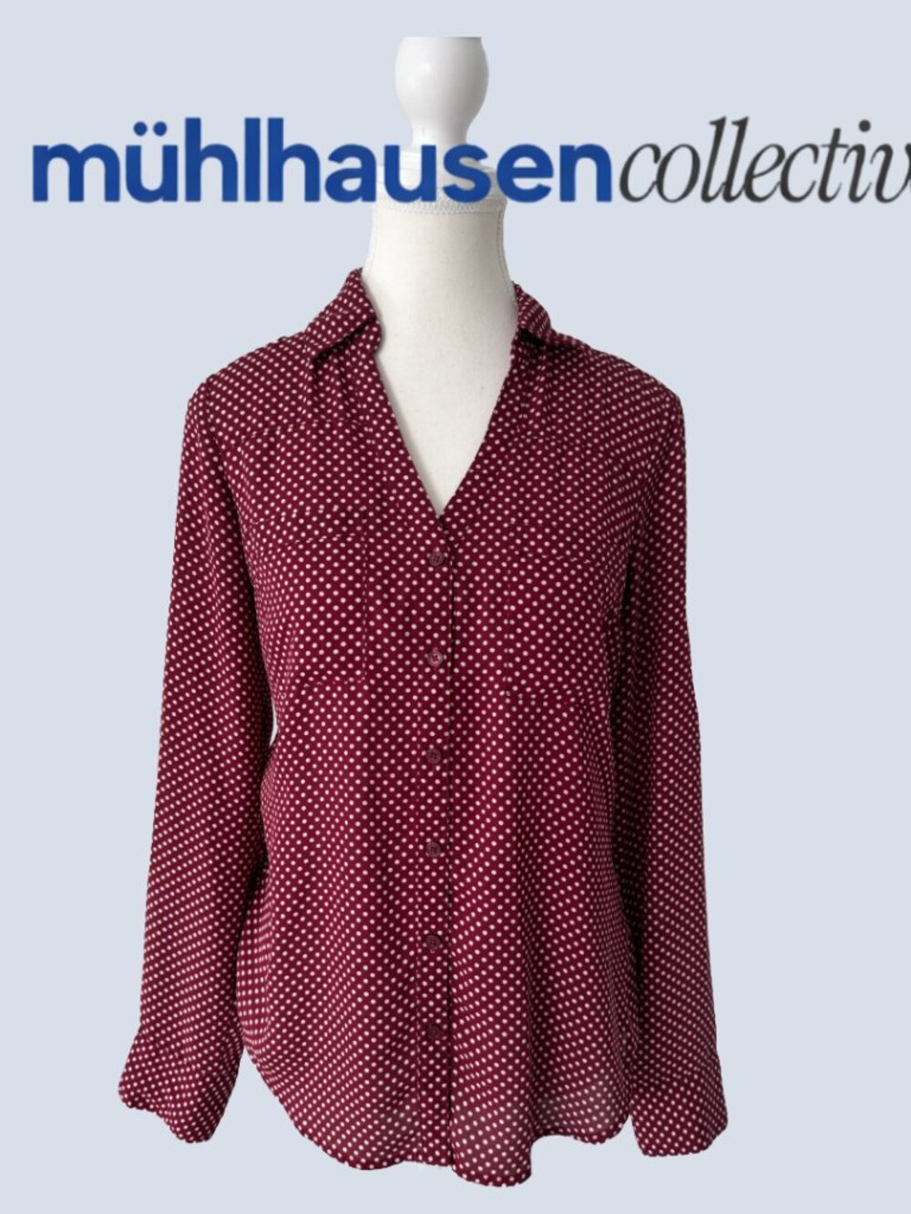 Express “The Portofino” Polka Dot Button-Up Blouse